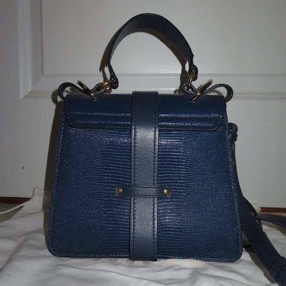 Chloe Medium Aby Lizard Embossed Calfskin Shoulder Bag In Captive Blue - Picture 7 of 17